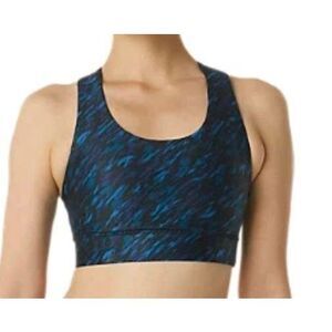 Asics Women's Black & Blue Poly/Spandex Athletic Sports Bra NEW NWT